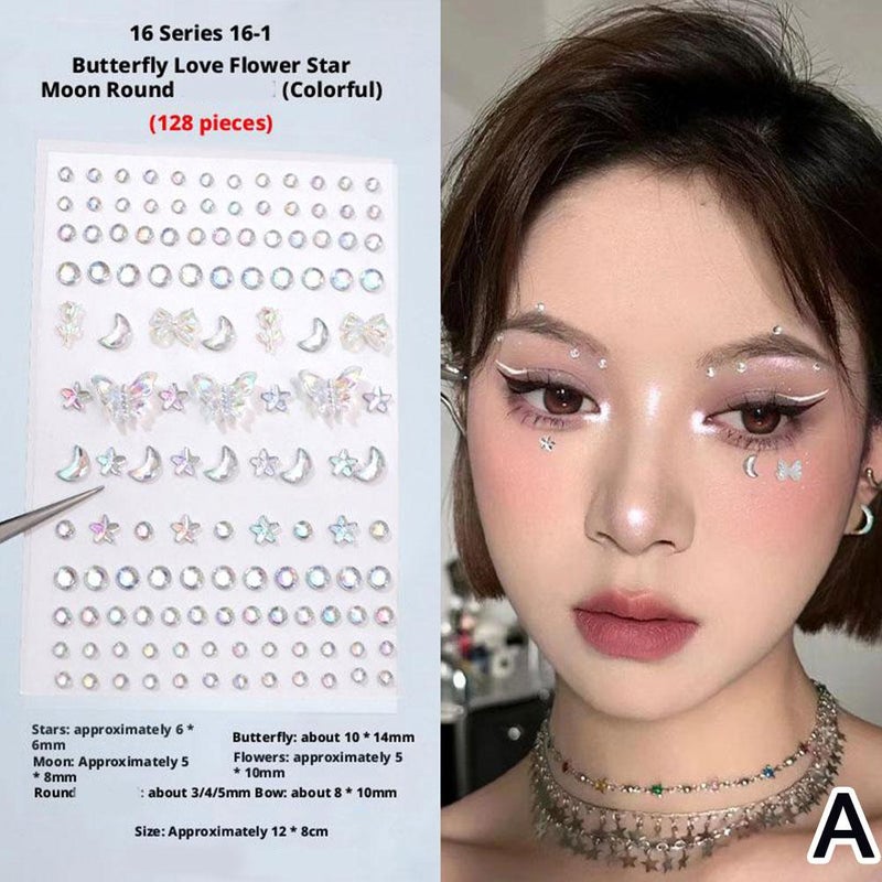 3D Butterfly Love Flower Aurora Butterfly Children's Makeup Stickers Star Stickers Face Stickers Ornaments Forehead Stickers Pearl Stickers